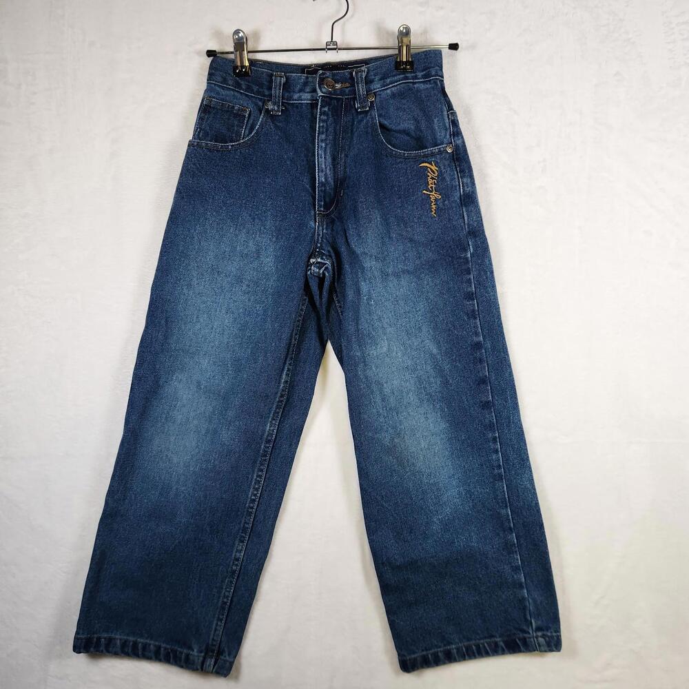 Vintage Phat Farm Girls Blue Jeans‎ Size 8 Inseam 20 Embroidered